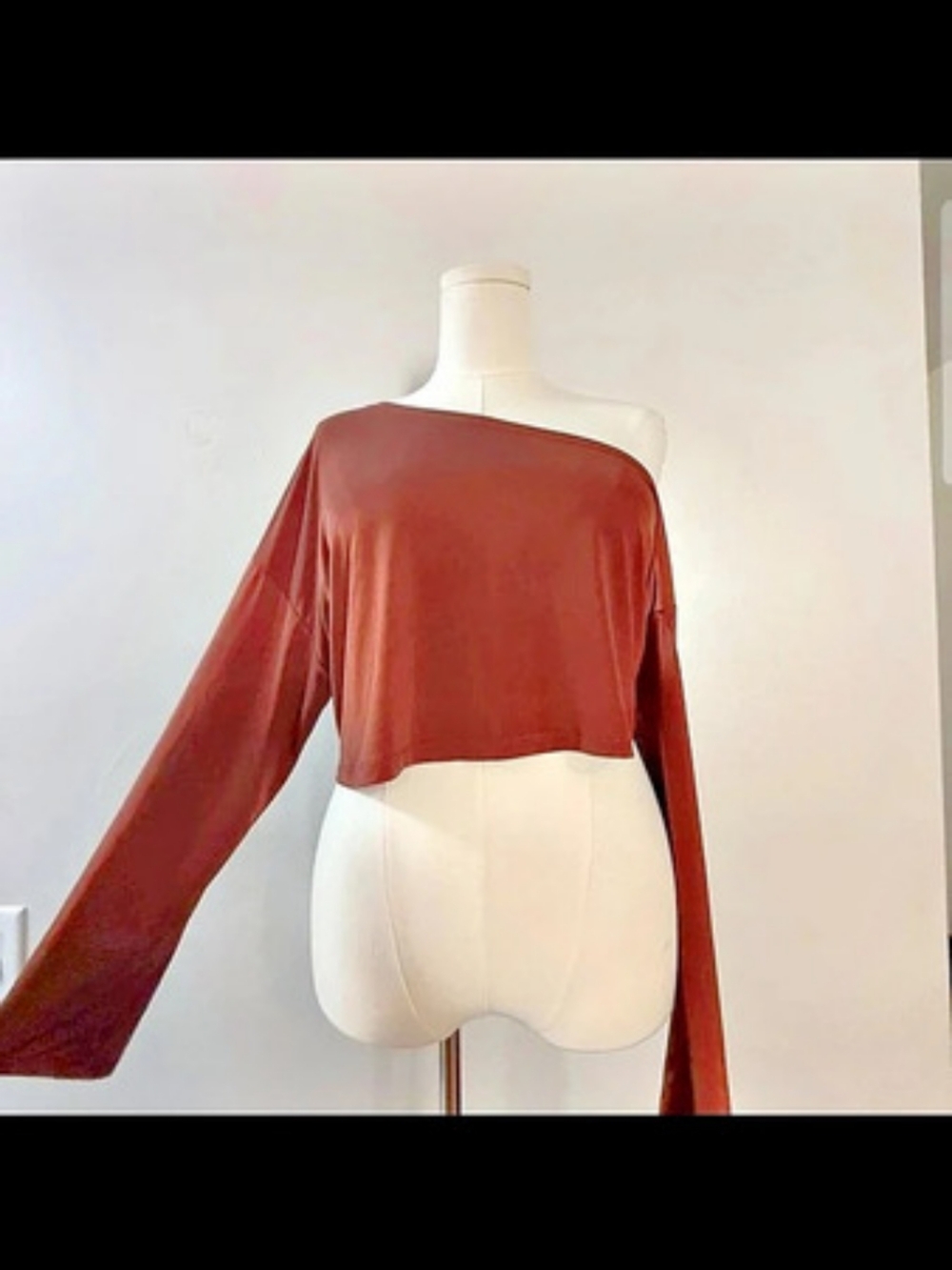 Asos Brown Long Sleeve Crop Top One Shoulder
